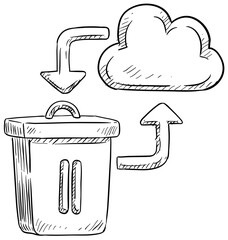 cloud storage handdrawn illustration