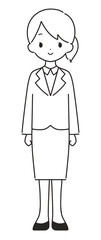 モノクロ｜笑顔の女性イラスト｜スーツ