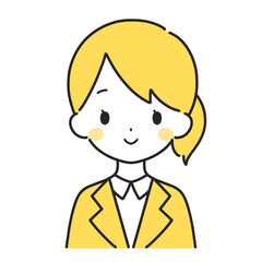 黄色｜笑顔の女性イラスト｜スーツ
