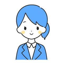 青色｜笑顔の女性イラスト｜スーツ