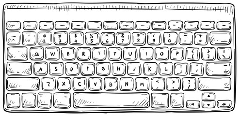 keyboard handdrawn illustration - obrazy, fototapety, plakaty