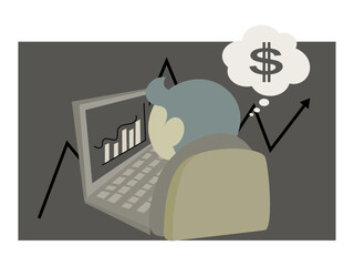 Illustration of a person looking at a stock graph