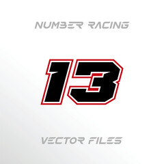 Racing Sport Number 13 Design Vector Template
