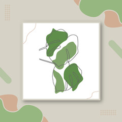 Monstera leaf line art contour drawing minimalism art, Green tropical leaves drawing outline, botanical wall art. abstract line of monstera leaf, botanical wall art. abstract line of monstera leaf
