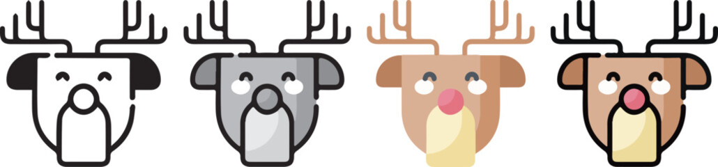 cute christmas icon with 4 different styles.