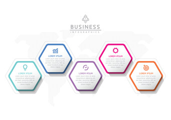 Vector infographic business presentation template connected with 5 options