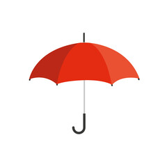 Red opened umbrella, closeup, flat design 