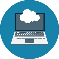 cloud computing concept with laptop, cloud computing symbols icon, cloud computing icon png, cloud icon vector.