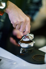 Making coffee, taking photos with a shallow depth of field technique. to make the object stand out The background will be blurry.