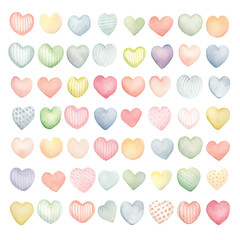 Valentine Sweet Candy Hearts Illustrations  - obrazy, fototapety, plakaty