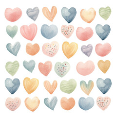 Valentine Sweet Candy Hearts Illustrations  - obrazy, fototapety, plakaty