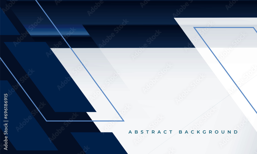 Poster dark blue and white abstract background with geometric diagonal lines and shapes. technology futuris