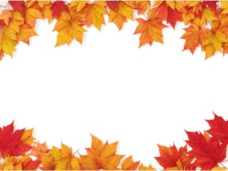 Fototapeta premium Autumn maple leaves frame isolated on white background with copy space.