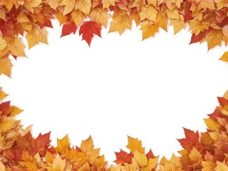 Autumn maple leaves frame isolated on white background with copy space.