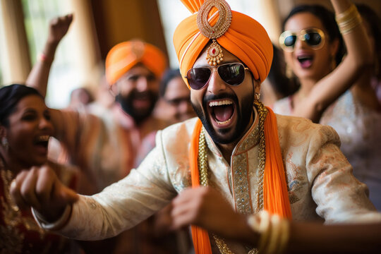 Indian Groom Dancing And Excited In The Wedding Ceremony