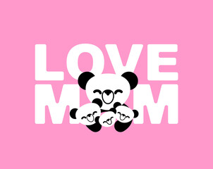 Mom love sign. Bear and cubs. Symbol of mother's love for children.