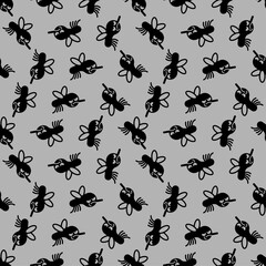 Mosquito Pattern seamless. Gnat Background. Small insect with wings texture