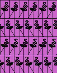 Pink flamingo Pattern seamless. Bird on long legs Background. Kids fabric ornament - 696189524