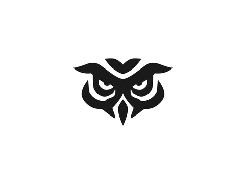 Vector owl head logo design vector illustration 