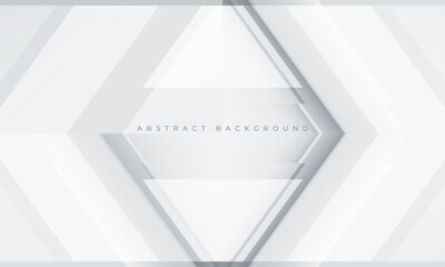 White and gray abstract technology background with 3D geometric rhombus frame. Vector illustration