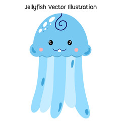 Jellyfish vector illustration with blue color for kid , nursery and school