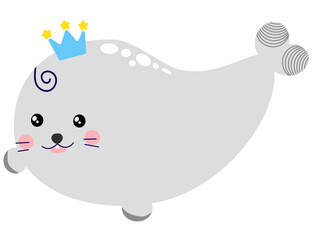 Cute seal hand drawn clipart  Marine animals. Vector illustration 