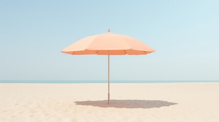 Pastel peach color beach umbrella in the sand - Powered by Adobe