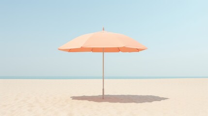 Pastel peach color beach umbrella in the sand