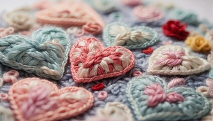  Delicate Crocheted Hearts in Pastel Delights Generative AI.