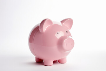 Obraz premium pink color piggy bank on white background