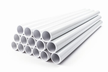White color plastic pipes at factory.