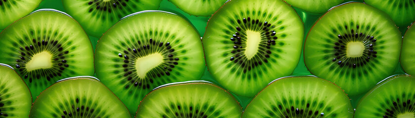 Fresh green kiwi fruit slices with clear water splash effect. generative AI - obrazy, fototapety, plakaty