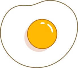 Cooked Egg Illustration Top View