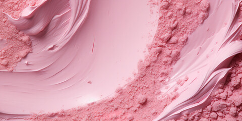 fine pink cosmetic powder. makeup powder on pink background. The texture of the makeup powder is smooth and soft. generative AI - obrazy, fototapety, plakaty