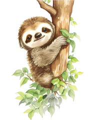 Fototapeta premium baby sloth watercolor