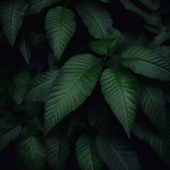 Green fresh tropical big leafs background. Organic plant texture.