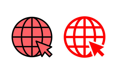 Web icon set illustration. go to web sign and symbol. web click icon. Global search icon