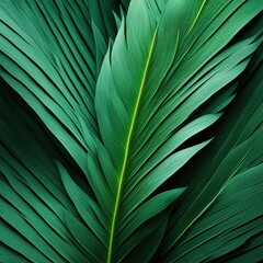 Lush Green Leaves in Close-up Green Abstract Background