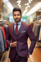 Fototapeta premium young indian businessman standing at clothing store