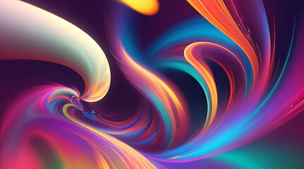Vibrant fantasy shapes flow in blurred motion background image Ai generated.