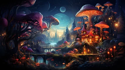 Foto auf Acrylglas Feenwald Fantasy Wonderland fairytales magical forest Mystic Mushroom Haven at Duske