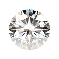 3D rendering of a brilliant-cut diamond with sparkling light, shadow, and glowing lens flares isolated on a white background