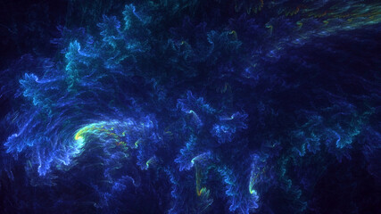 3D rendering abstract blue fractal light background