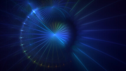 3D rendering abstract blue fractal light background