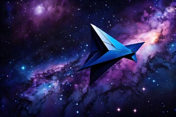 new technology of  computerized in the form of electrical plane and spaceship in neon color abstract background 