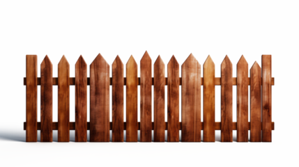 Brown wooden fence illustration Used to decorate the house and garden isolated on white transparent background, PNG File