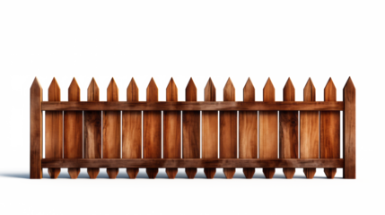 Brown wooden fence illustration Used to decorate the house and garden isolated on white transparent background, PNG File