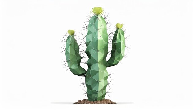 Cactus Lowpoly art . AI generation.
