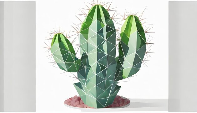Cactus Lowpoly art . AI generation.