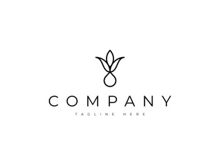 flower drop dew line logo design